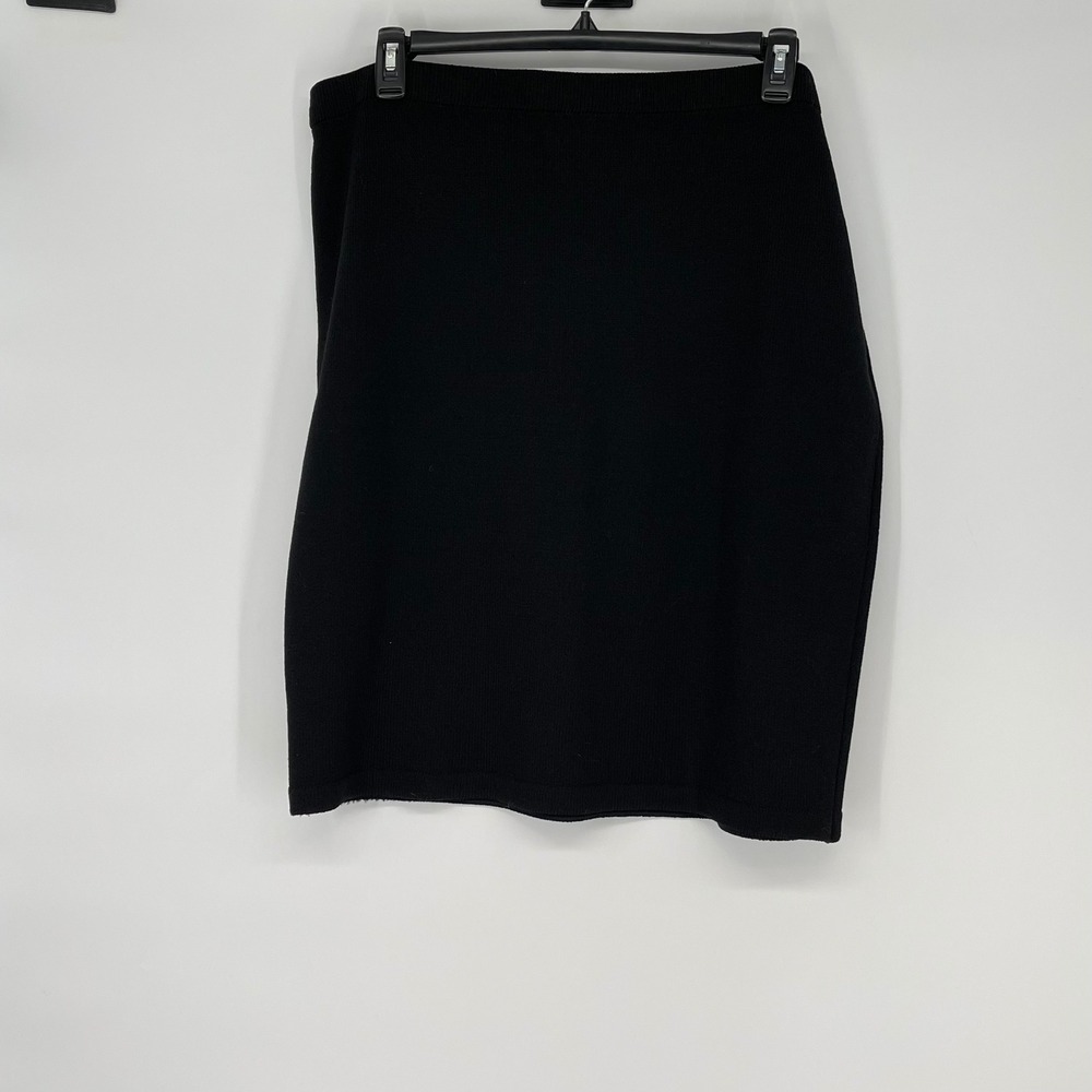 St John Caviar Knit Pencil Skirt Black Pull On‎ Womens Size 16